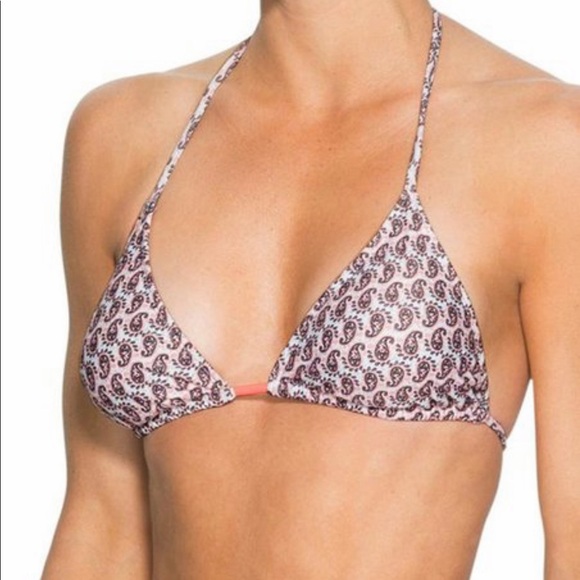 Athleta paisley bikini top in coral brown and white. Size L - Picture 1 of 5